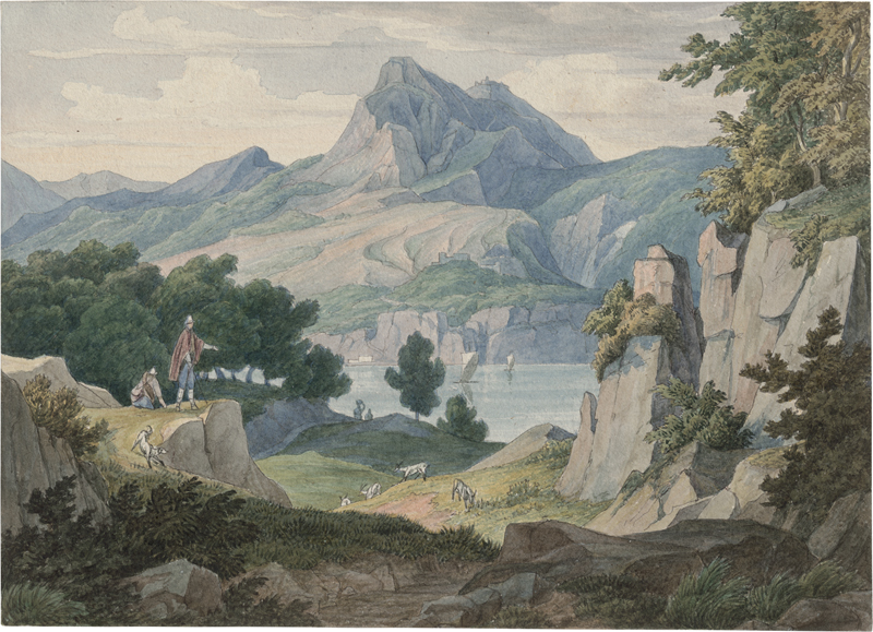 Lot 6643, Auction  124, Kaiser, Adolph, Berglandschaft mit See und Ziegenhirten