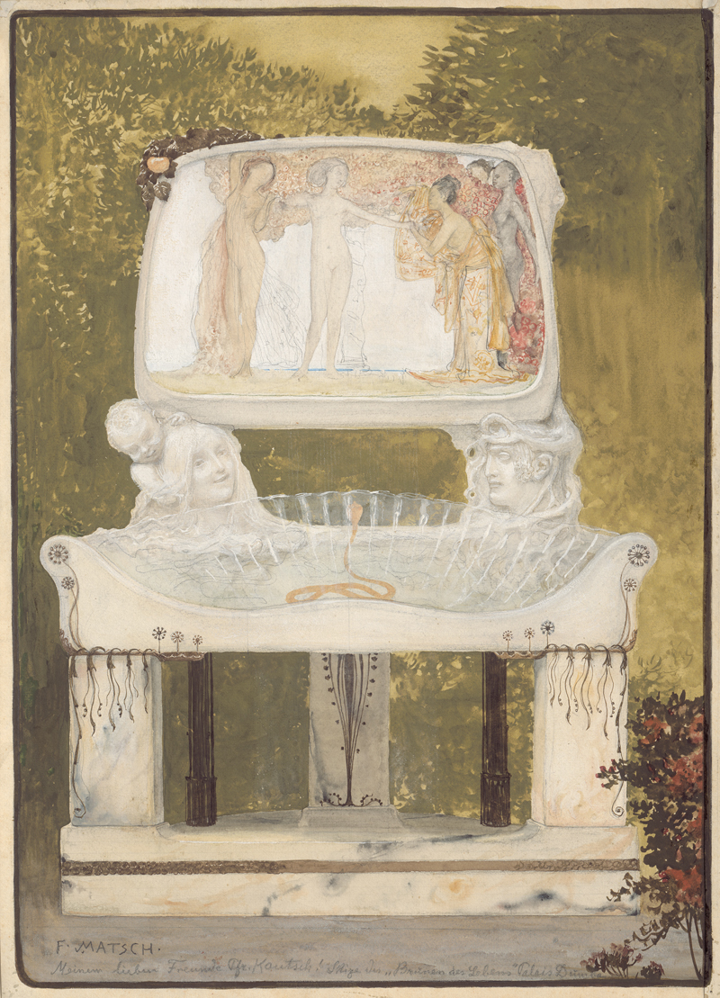 Lot 6694, Auction  124, Matsch, Franz Josef Karl von, Entwurfsskizze für den "Brunnen des Lebens im Palais Dumba" in Wien