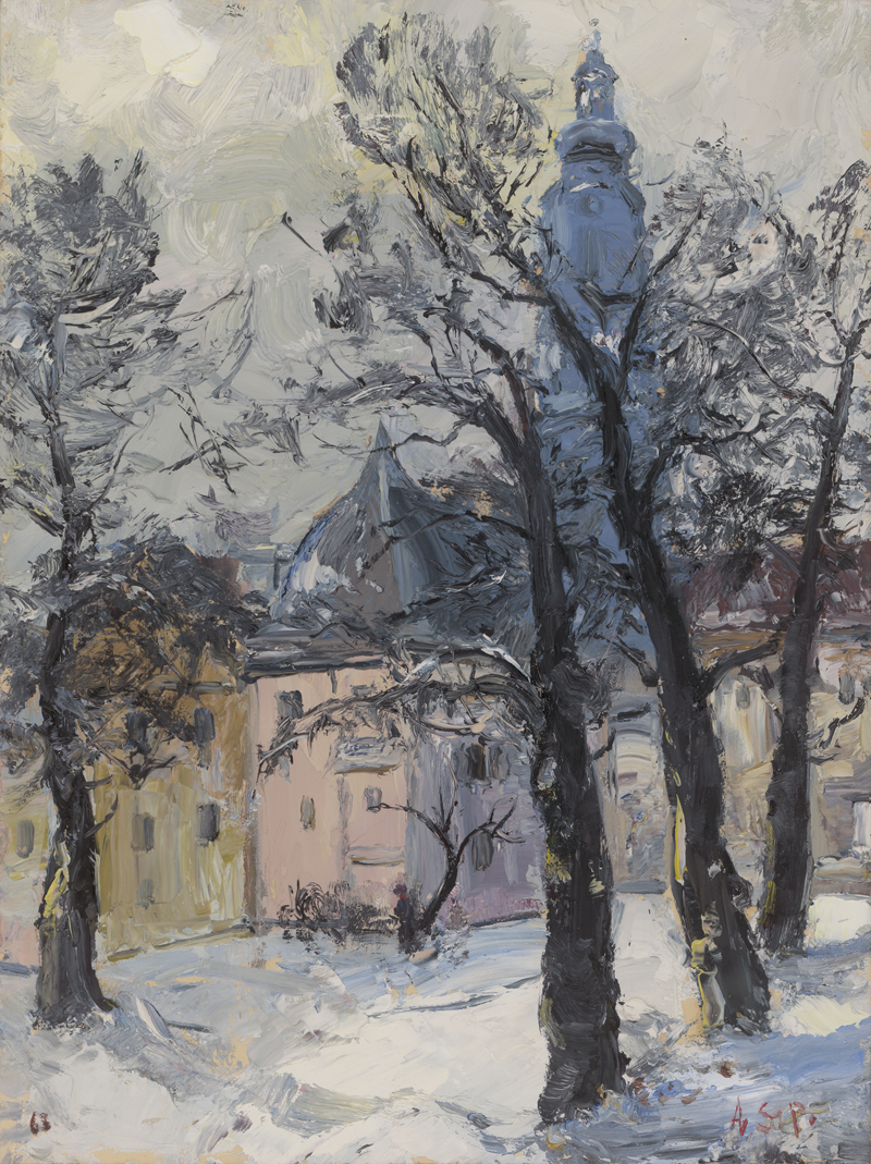 Lot 7341, Auction  124, Szpinger, Alexander von, Blick auf Schloßturm im Winter