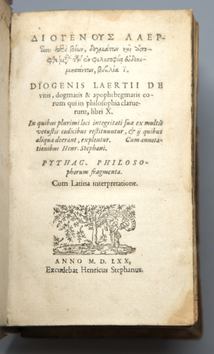 Los 730 - Diogenes Laertius - De vitis, dogmatis & apophtegmatis. Genf, Henricus Stephanus (d. i. Henri Estienne), 1570  - 6 - thumb