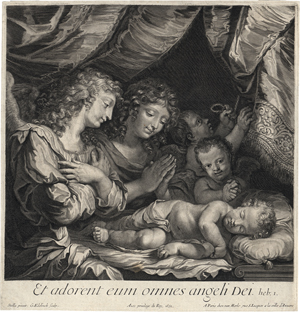 Lot 5091, Auction  125, Edelinck, Gérard, Das Christuskind von Engeln angebetet