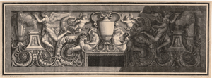 Lot 5293, Auction  125, Moitte, Jean-Guillaume - nach, Entwurf für eine Groteske mit zwei Rauchopfern als Flächenschmuck