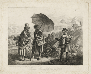 Lot 5378, Auction  125, Klein, Johann Adam, Die Maler auf der Reise ("Meinen Reisegefährten gewidmet")