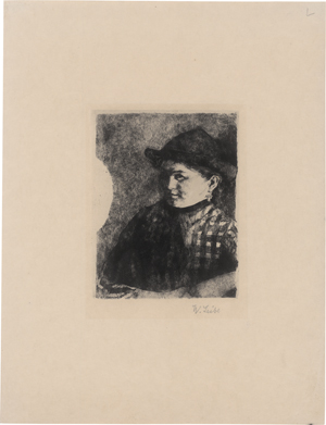 Lot 5383, Auction  125, Leibl, Wilhelm, Brustbildnis einer Bäuerin mit kariertem Hemd