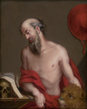 Lot 6008, Auction  125, Flämisch, Anfang 17. Jh. Der hl. Hieronymus mit dem Löwen beim Studium