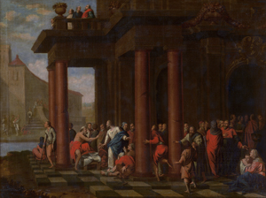 Lot 6010, Auction  125, Französisch, Um 1700. Christus heilt die Kranken im Vestibül des Tempels