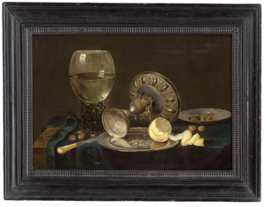 Los 6021 - Heda, Willem Claesz. - Werkstatt - Stillleben mit einem Römerglas, einer liegenden Silbertazza, Zinnschalen, Zitrone, Oliven , Haselnüssen und einem Messer - 1 - thumb