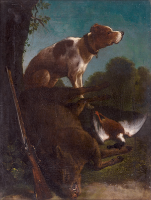 Lot 6028, Auction  125, Ridinger, Johann Elias, Jagdhund mit Wildbret