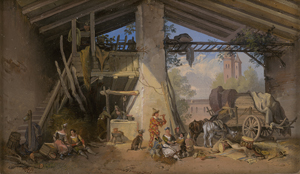 Lot 6037, Auction  125, Italienisch, um 1800. Kleiner Wanderzirkus bei der Rast
