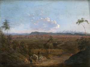 Lot 6044, Auction  125, Deutsch, um 1800. Vorgebirgslandschaft mit Reiter und seinem Begleiter