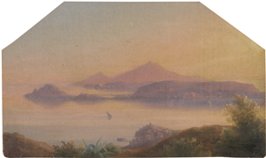 Lot 6047, Auction  125, Schilbach, Johann Heinrich, Veduta della Solfatara del Golfo di Pozzuoli": Die Bucht von Pozzuoli mit Blick auf Capo Miseno und Ischia