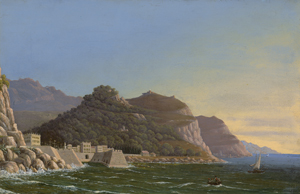 Lot 6051, Auction  125, Deutsch, um 1840. Südfranzösische Küste mit kleinem, befestigten Hafen