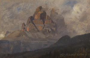 Lot 6064, Auction  125, Koerner, Ernst Carl Eugen, Abendglühen über den Drei Zinnen bei Misurina