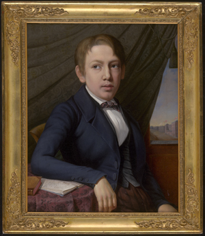Los 6071 - Deutsch oder Dänisch - um 1850. Bildnis eines Knaben mit dunkelblauer Jacke und Halsbinde - 1 - thumb