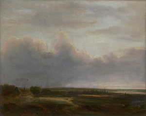 Lot 6078, Auction  125, Michel, Georges, Flache Landschaft bei aufziehendem Unwetter