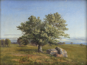 Lot 6098, Auction  125, Læssøe, Thorald, Dänische Landschaft mit Eiche und Blick auf das Meer