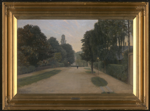 Los 6104 - Clemens, Gustaf Adolf - "Frederiksbergek villavej": Dame auf einem Fahrrad in einer Wohnstraße in Frederiksberg.  - 1 - thumb