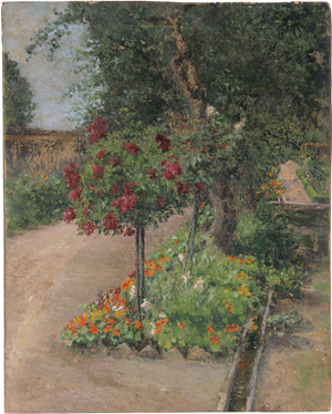 Lot 6106, Auction  125, Charlemont, Hugo - Umkreis, Sommerlicher Garten mit Kapuzinerkresse und Stockrosen