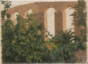 Lot 6130, Auction  125, Deutsch, um 1880. Römisches Aquädukt im Palmenhain