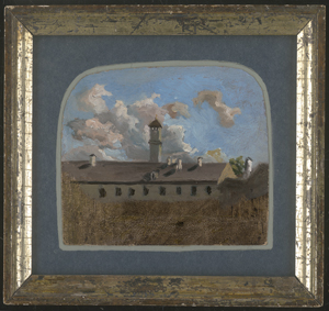 Los 6132 - Deutsch - 2. Hälfte 19. Jh. Wolkenstimmung über einem Klostergebäude mit Glockenturm - 1 - thumb