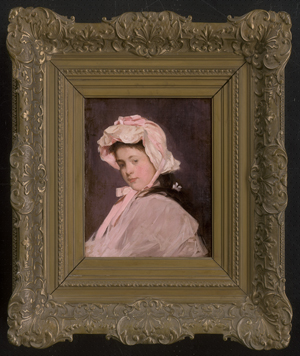 Los 6142 - Französisch - 19. Jh. Bildnis eines Mädchens mit rosa Kleid und rosa Haube - 1 - thumb