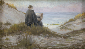 Lot 6168, Auction  125, Raupp, Fritz (Friedrich), Bildnis des Malers Julius Wentscher beim Plein-Air-Zeichnen in den Dünen am Strand von Leba  an der Ostsee