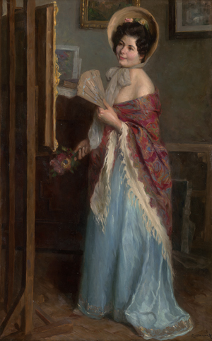 Lot 6187, Auction  125, Rottmann, Mozart Menachem, Der Atelierbesuch - Junge Frau mit Fächer vor einer Staffelei