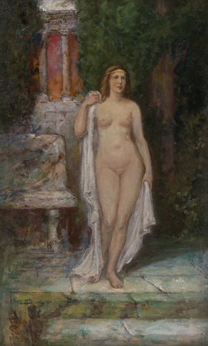 Lot 6199, Auction  125, Leeke, Ferdinand, Vestalin vor einem Tempel