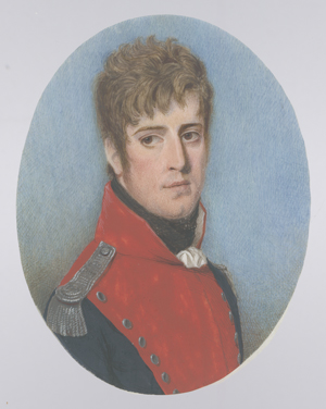 Los 6328 - Bartlett, Michael - In der Art - Miniatur Portrait eines jungen Offiziers in rot/blauer Uniform - 1 - thumb