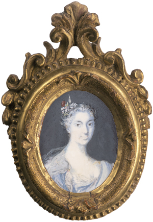 Los 6330 - Carriera, Rosalba - Werkstatt - Miniatur Portrait einer jungen Frau mit Blumen im gepuderten Haar - 1 - thumb