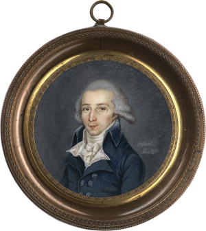 Lot 6368, Auction  125, Cressent, Jean, Miniatur Portrait eines jungen Mannes in blauer Jacke