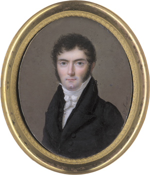 Lot 6386, Auction  125, Lami, G. E., Miniatur Portrait eines schwarzhaarigen jungen Mannes in nachtblauer Jacke