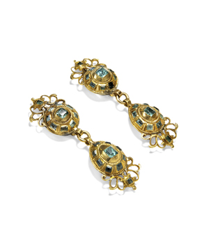 Los 6519 - Ohrschmuck - Paar barocke Smaragd-Ohrgehänge - 1 - thumb