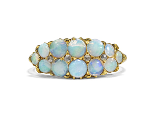 Lot 6528, Auction  125, Fingerschmuck, Viktorianischer Boat-Ring mit australischen Opalen