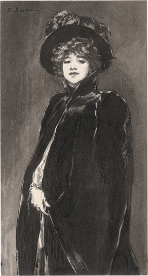Lot 6566, Auction  125, Roybet, Ferdinand, Portrait der Schauspielerin Juana Romana im schwarzen Cape