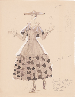 Lot 6624, Auction  125, Dufy, Raoul, Modeentwurf: Kleid mit großen Volants