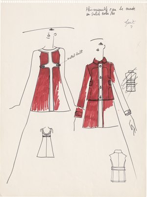 Lot 6663, Auction  125, Lagerfeld, Karl, Modezeichnung (Rotes Kostüm)