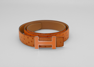 Los 6678 - Hermès - Gürtel, Tangerine, emaillierte Palladium H-Schnalle. - 1 - thumb