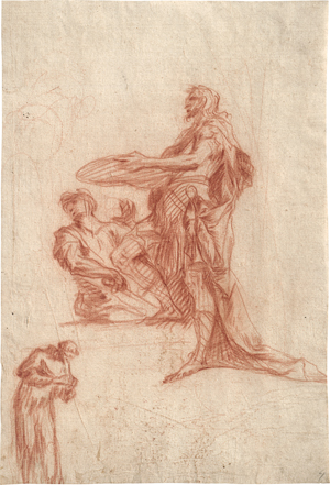 Lot 6702, Auction  125, Neapolitanisch, 17. Jh. . Skizzenbblatt mit zwei Figuren