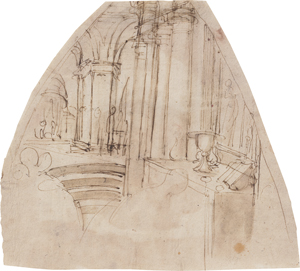 Lot 6711, Auction  125, Niederländisch, wohl 17. Jh. Entwurf für das Interieur einer gotischen Kirche
