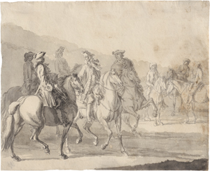Lot 6752, Auction  125, Rugendas d. Ä., Georg Philipp, Kavaliere zu Pferd; Elegante Reitgesellschaft mit Dame