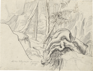 Lot 6806, Auction  125, Rohden, Johann Martin von, Waldpartie mit Wurzelwerk auf dem Weg zum Grindelwaldgletscher
