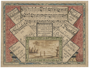 Lot 6817, Auction  125, Deutsch, Anfang 19. Jh. Quodlibet mit Neujahrswünschen und Notenblatt