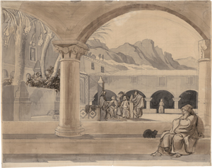 Lot 6856, Auction  125, Gail, Wilhelm, Mönche im Hof und Kreuzgang eines südländischen Klosters