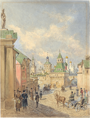 Lot 6873, Auction  125, Alt, Franz, Straße am Elias-Tor (Ilinsky Vorota) in Moskau