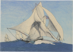 Los 7183 - Feininger, T. Lux - Cutter carrying spinnaker, balooner & ringtail - 0 - thumb