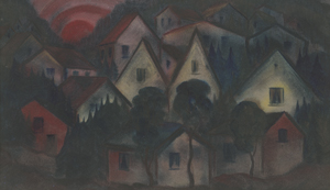 Lot 8003, Auction  125, Arnold, Christian, Dorf im Sonnenuntergang; Blühender Baum