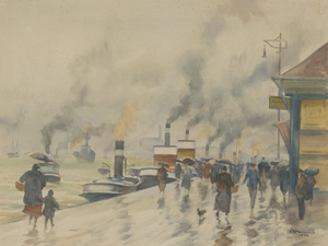 Lot 8063, Auction  125, Heinrich, Otto, Fußgänger am Hafenquai