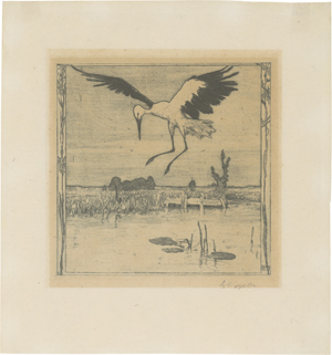 Lot 8192, Auction  125, Vogeler, Heinrich, Storch überm Weiher