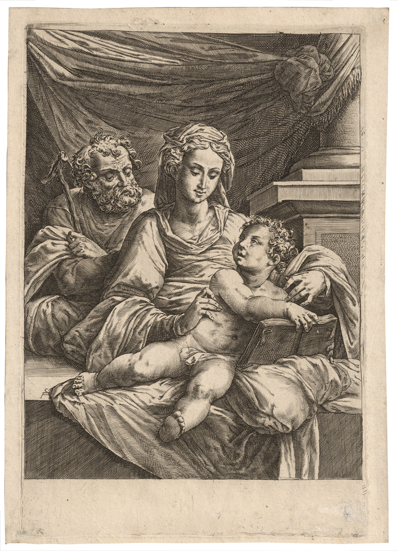 Lot 5000, Auction  125, Alberti, Cherubino, Die Madonna, der hl. Josef und das Christkind mit dem aufgeschlagenen Buch